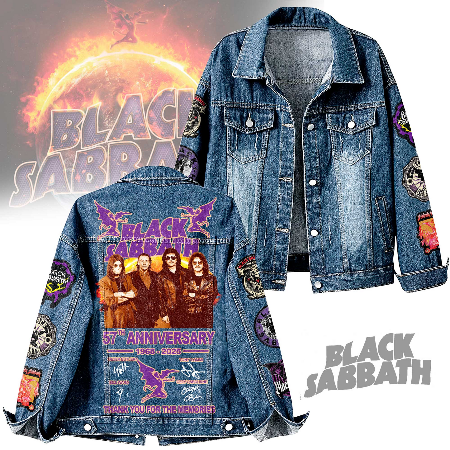 NEW PREMIUM BLACK SABBATH UNISEX DENIM JACKET