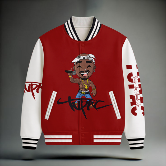 LIMITED EDITION - NEW CUSTOMIZED TUPAC SHAKUR SATIN VARSITY & BASEBALL JACKET