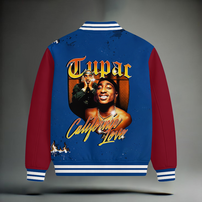 LIMITED EDITION - NEW CUSTOMIZED TUPAC SHAKUR SATIN VARSITY & BASEBALL JACKET