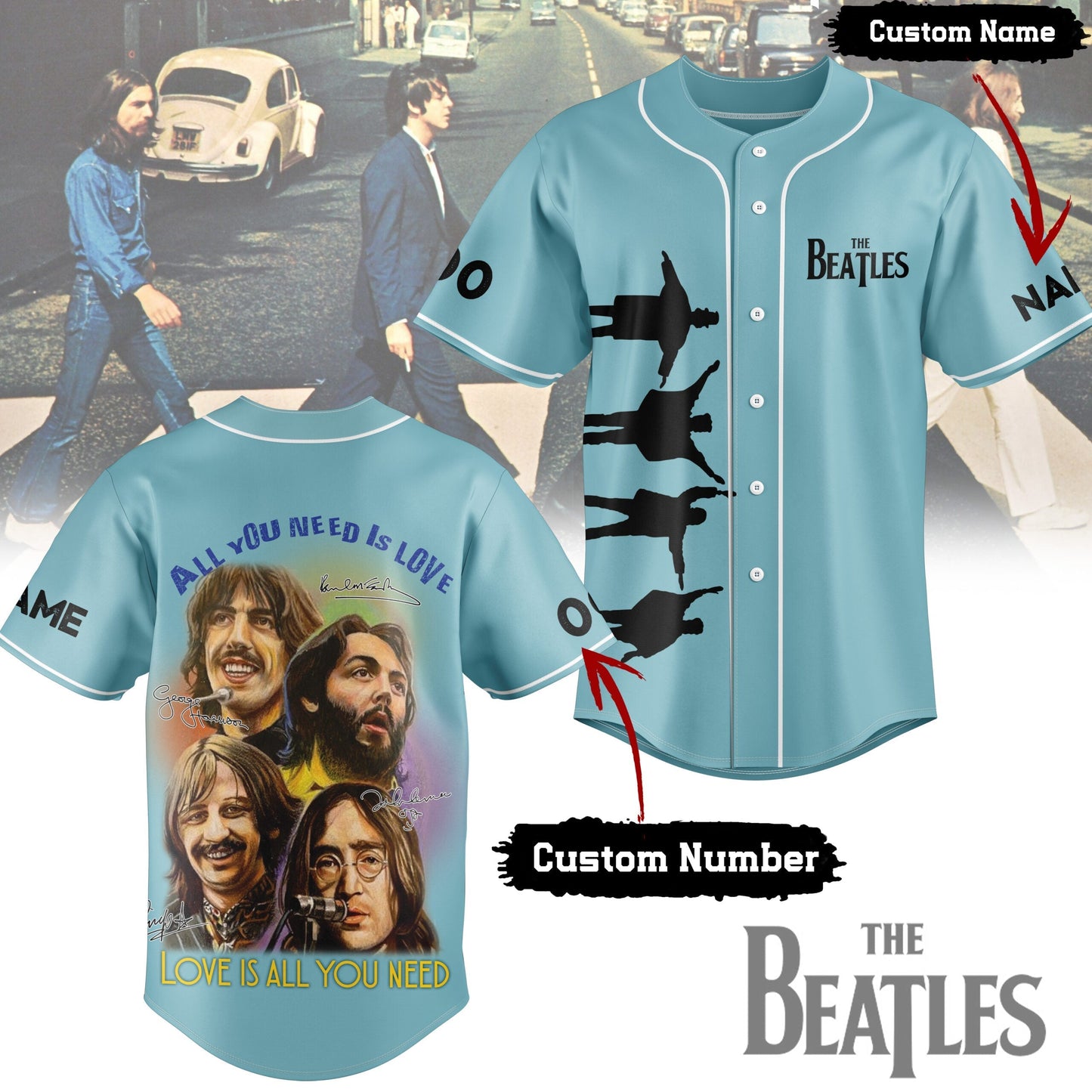 NEW PREMIUM THE BEATLES BASEBALL JERSEY
